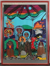 HELMUT KAND Surreal Whimsical Silver Foil Serigraph Die Schlechtwetterfamilie