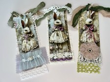 Beautiful Easter 3pc Set Bunny Tags Or Bookmarks Junk Journal Or Scrapbook Bible