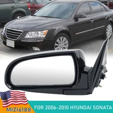Driver Left Side Rearview Mirror Black Power Heated For 2006-2010 Hyundai Sonata