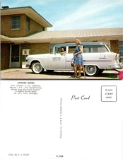 One(1) Michigan Flint Airport Motel Courtesy Car Boxer Dog 7 Up Vintage Postcard