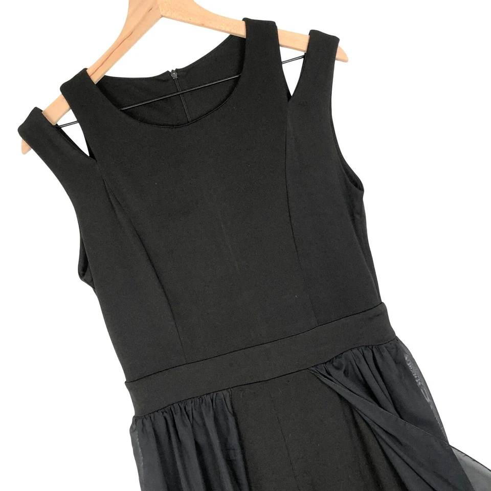 超长连身裤,带透明覆盖裙,尺寸 S,黑色镂空袖子派对鸡尾酒 — 第 3/4 张图片