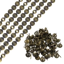 15Pcs 1Meter Flower Upholstery Tacks Strips Trim Sofa Decorative Nails, Bronze