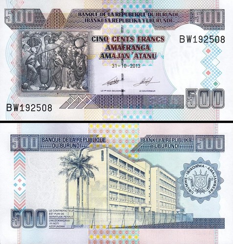 Burundi 6 Pcs SET, 100 500 1000 2000 5000 10000 Francs 2008 2013 UNC, P-44 to 49 - Picture 6 of 9