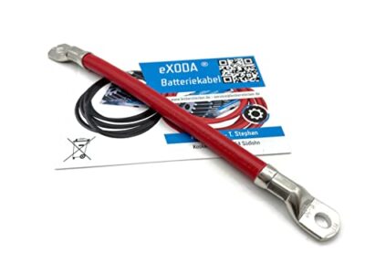 eXODA Battery cable 50 mm² 100 cm copper power cable with ring eyelets M8 red