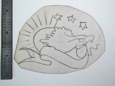 vtg 1960s 1970s Tattoo acetate stencil Eagle Head Sun Banner Stars EA3