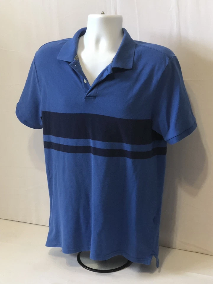 Old Navy Men’s Polo Shirt Blue Black Medium ▪FREE Shipping! - Image 3 of 4