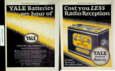#ad 1926 Yale Batteries Electric Company Radio B Battery Vintage Print Ad 4506 $4.98