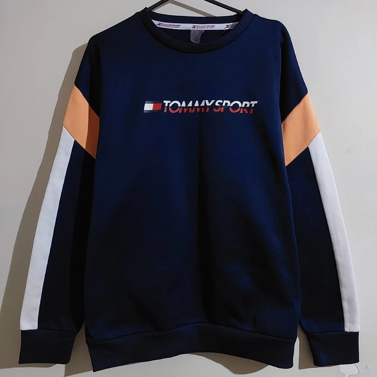 TOMMY HILFIGER SPORT Colour Block Crew Neck Sweatshirt Sweater Jumper -  Medium | eBay