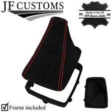 D Rot Stich Wildleder Manuell Gang Manschette+Plastik Rahmen Fr Audi A4 B7