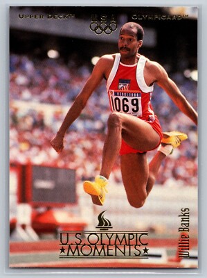 1996 UD Upper Deck Olympicard Willie Banks #22 Track Star USA Gold Track Card