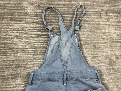 No Boundaries Shortalls Juniors XS 1 Blue Light Wash Floral Embroidered - Picture 9 of 13