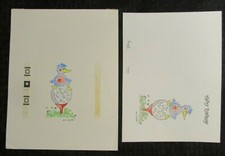 HAPPY BIRTHDAY Cartoon Bird on Golf Ball 7x9" Greeting Card Art 8507 w/ 3 Cards