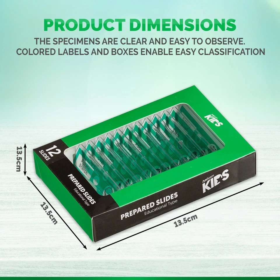 AMSCOPE-KIDS 48pc Plástico Preparado Microscopio Diapositivas de Animales Insectos Plantas Foto 4 de 4