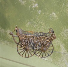 Victorian Germany Soft Filigree Metal Baby Carriage