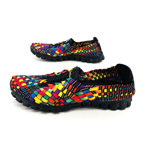 Womens 8 Skechers EZ Flex 2 Black Rainbow Weave Memory Foam Slip On Loafer 22689 - Picture 7 of 12