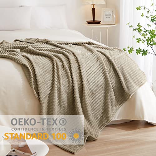 Zest Plaid - Fleece plaid voor op de bank - Taupe - 125x150 cm