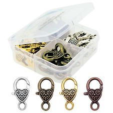40 Pcs Set Lobster Claw Clasps, Large Heart, 25.5mm x 14mm, 4 colors 10pcs/color