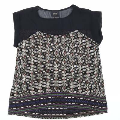 W5 Damen Bluse schwarz Polyestermischung Größe S - Chiffon Details