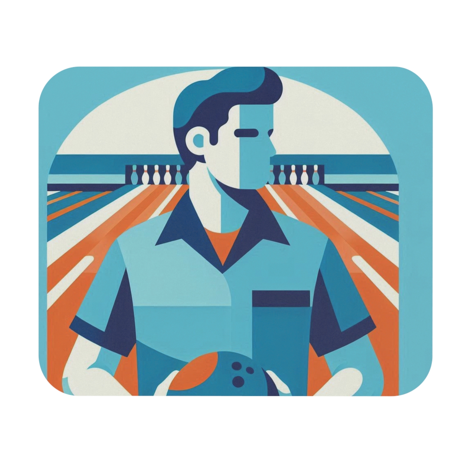 Mouse Pad (Rectangle) Professional Bowler Block Print Orange Blue Design 6-image