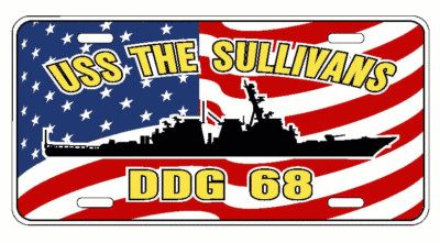 USS THE SULLIVANS DDG 68 License Plate U S Flag Military U S Navy USN PO6