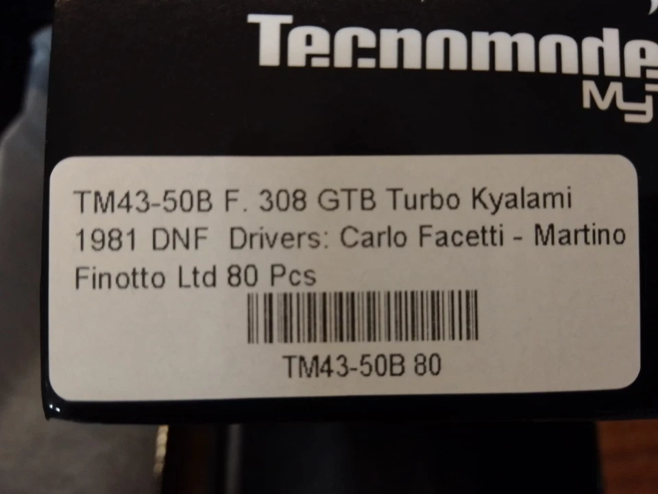 Tecnomodel Ferrari 308 GTB Turbo #8 Facetti Finotto Kyalami 1981 1/43 TM43-50B Foto 3 de 3