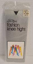 Vintage LIS-MAR Fashion Knee Hi Stockings 100 Nylon, One Size 8.5-11, JET BLACK