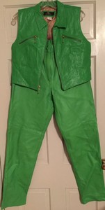 lime green leather pants