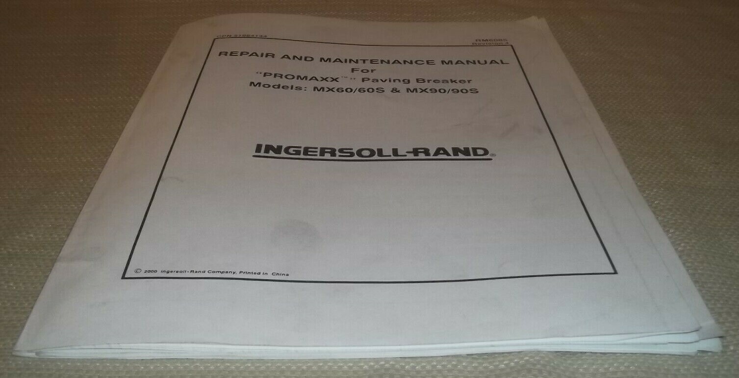 INGERSOLL RAND PROMAXX MX60 MX90 PAVING BREAKER REPAIR MAINTENANCE