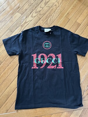 Gucci Black Logo Green And Red T Shirt SZ Lg Stretch PRE OWNED NICE