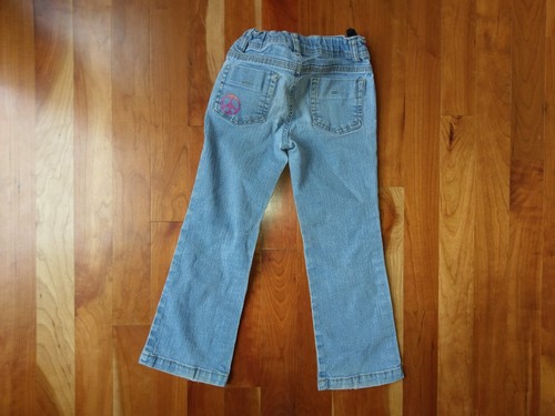 Circo Love Peace Sign Bootcut Denim Blue Jeans Girls 5 Adjustable Button Elastic - Picture 12 of 12