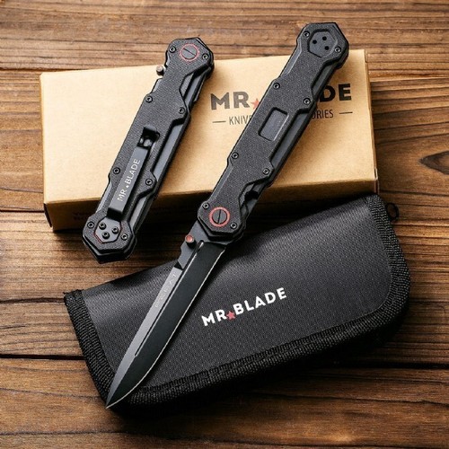 9.5'' New CNC FastOpening D2 Blade G10 Handle Tactics Pocket Folding Knife MR01 - Afbeelding 1 van 9