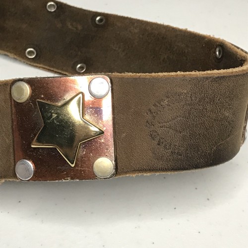 Tobacco Road Belt Co Shovelle Brown Leather Metal Stars Size XS (27.5” - 31.5”) - Picture 11 of 12