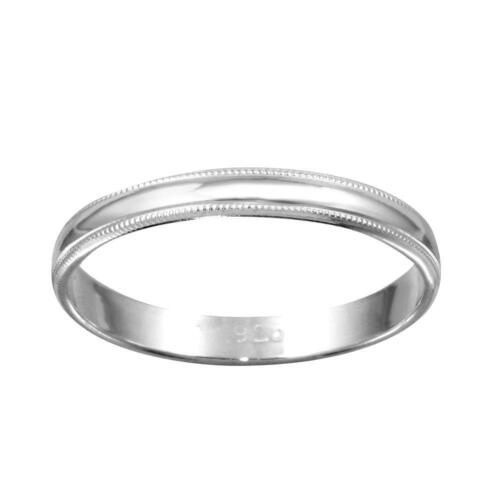 3mm Half Round Dome Milgrain Edged Design Sterling Silver Wedding Band Ring - Afbeelding 1 van 2