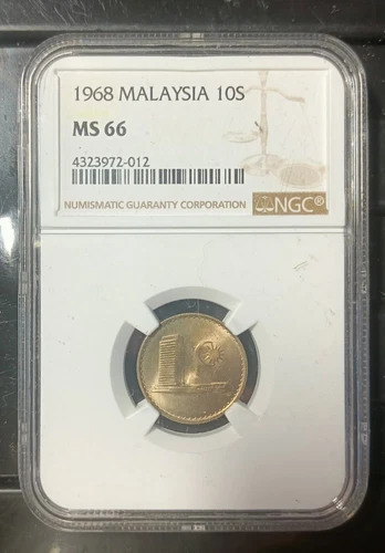 MALAYSIA  1968 10 CENT COIN NGC  MS66.