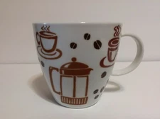 BED BATH & BEYOND Brown & White Coffee Bean Percolator Mug 14 oz - LR2