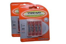 Rechargeable Batteries 8 x AAA 1100 mAh NiMh Vapextech case 0.99 per battery