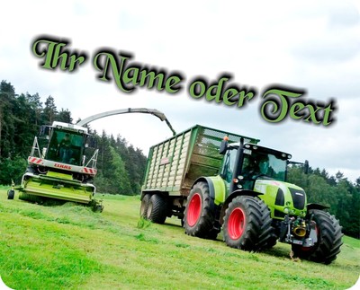 (10.30) MAUSPAD mit Lotuseffekt TRECKER TRAKTOR MIT HÄCKSLER - INKL. NAME/TEXT