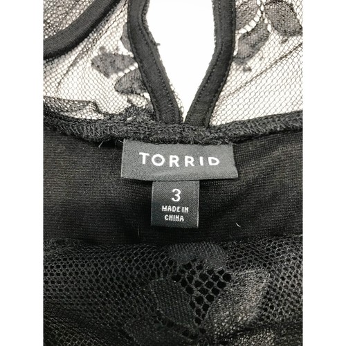 Torrid Top Womens 3X 3 Black Lace Neck Stretch Knit Sleeveless Keyhole Back - Picture 7 of 11