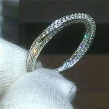 1 Kt Rund Diamant Memoirering Jahrestag Hochzeit Bandring Weißgold-Finish Silber