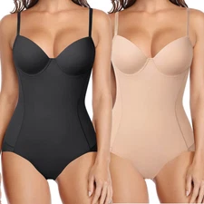 Bodysuit Shapewear for Women Firm Tummy Control Body Shaper With Built-in Bra