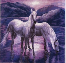 Cross stitch painted AIDA canvas tapestry PA1032 Sunrise 16"x16" 