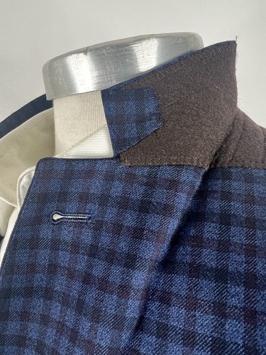 PETER MILLAR Blue Shepherd Check Worsted Flannel Dual Vent Patch Pocket Jacket - Picture 5 of 13