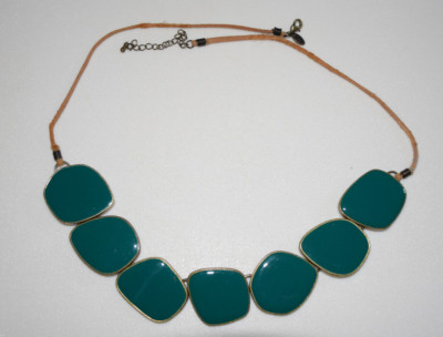 Lia Sophia Rare Amazonia Bib Necklace 22-25'' teal-green-MSRP $78
