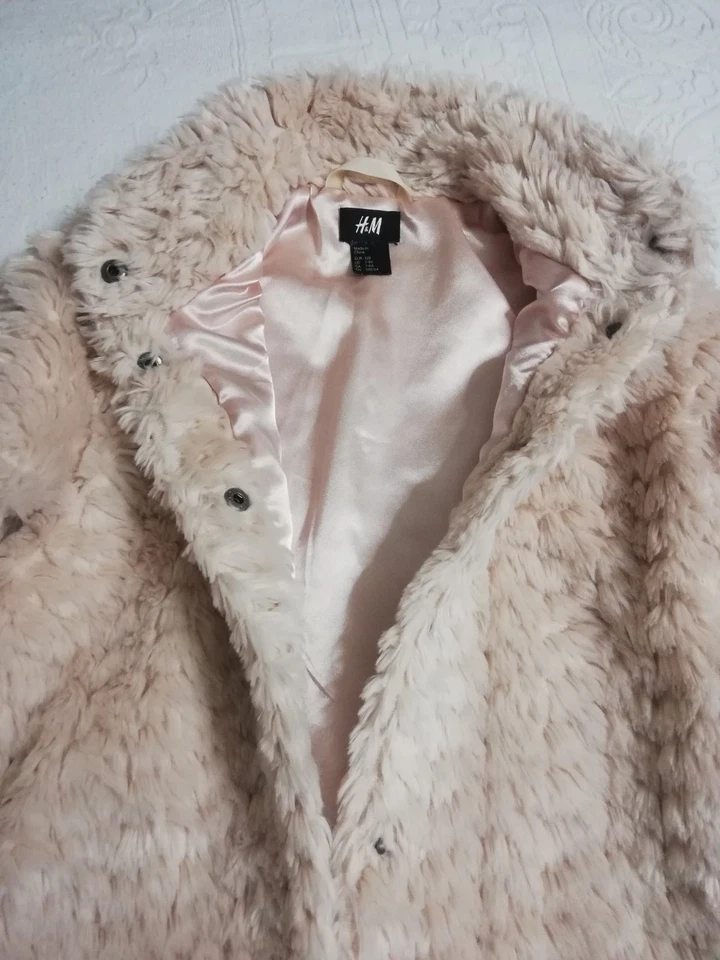 Giacca Pelliccia H&M Bambina Beige Rosato 7/8 Anni 128 Cm - Immagine 4 di 4
