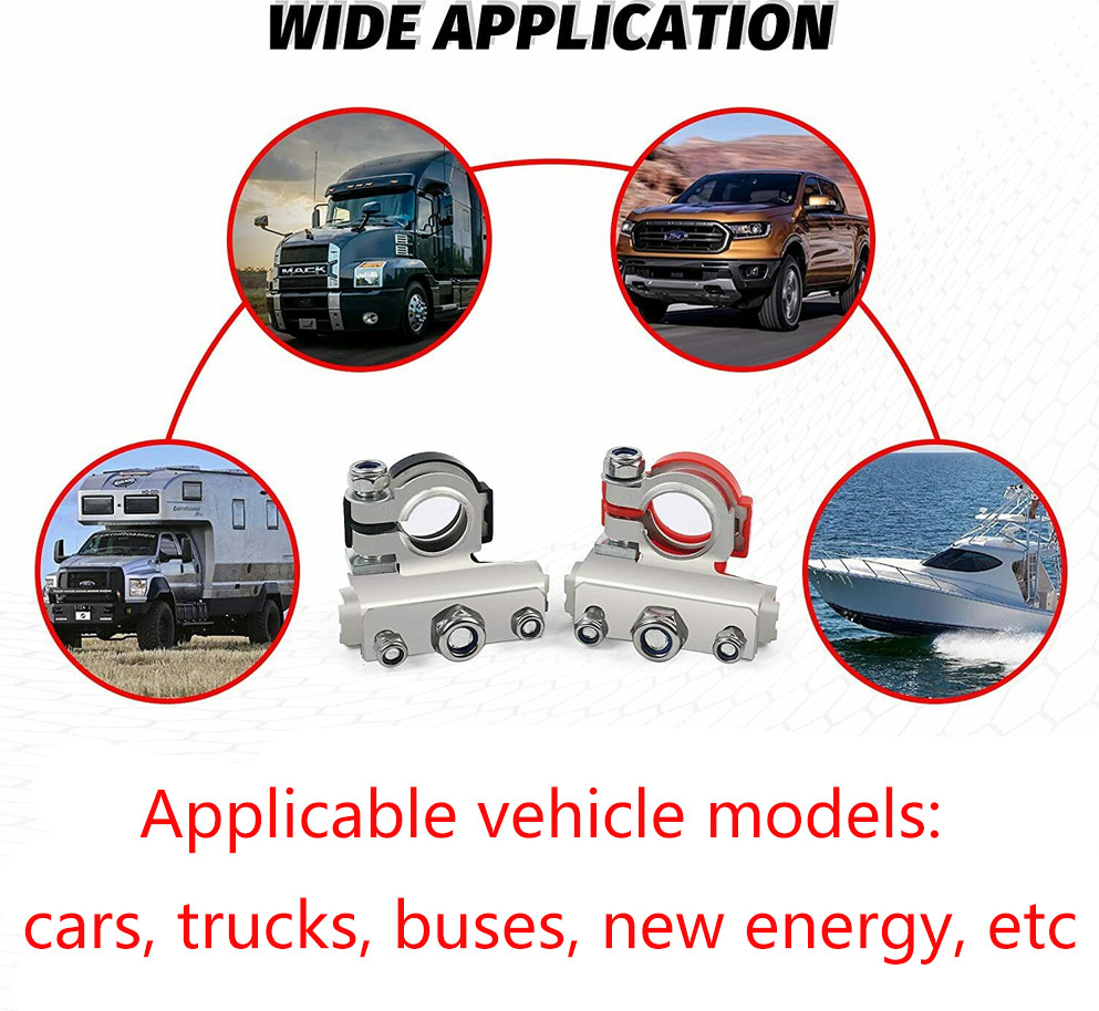 2Pcs Auto Battery Terminal Quick Connector Cables Clamps 3 Way Positive Negative