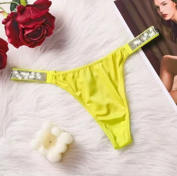 String/tanga Victoria's Secret Taille M Jaune - Extra Bas, Rose Moyen, Neuf Avec étiquette