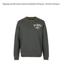 Superdry Vintage Athletic Crew Men's Sweatshirt M Gray Front Logo Cotton