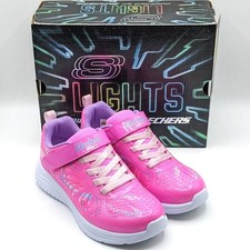 Skechers S Lights Girl  s Rainbow of Color Light-Up Shoes Pink/Multi Youth Szs