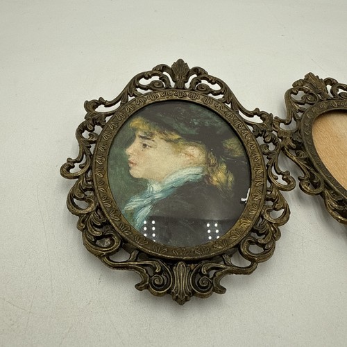 Antique Picture Frame Gold Vintage Ornate Gilded Miniature 5" Made Italy Set 2 - Picture 2 of 10