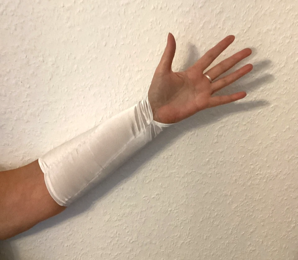 Elegante lange Handschuhe/Fingerlos/weiß/Spitze/Pailletten/Perlen/neu - Bild 3 von 3